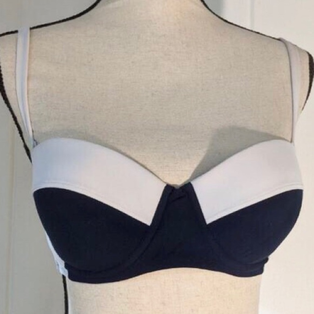 Tory Burch Lipsi Underwire Navy Blue & White Swimsuit Bikini Top Size large